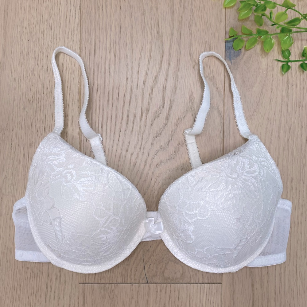 34C White Lace Sweet Push Up Bra Secret Possessions Bridal Bride Honeymoon